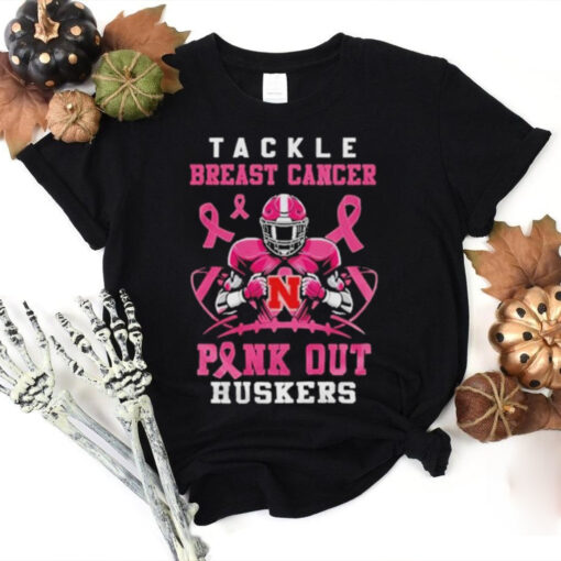 Nebraska Cornhuskers Tide Tackle Breast Pink Out Huskers Shirt