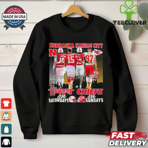 Nebraska Huskers Dylan Raiola, Isaiah Neyor On Saturdays X Kc Chiefs Patrick Mahomes, Travis Kelce On Sundays Shirt