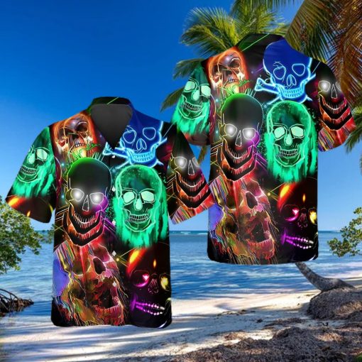 Neon Light Skull Hawaiian Shirt