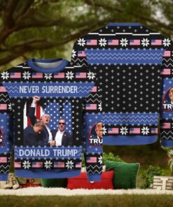 Never Surrender Donald Trump Christmas Ugly Sweater