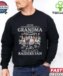 Never Underestimate A Grandma Who Is Also A Las Vegas Raiders Fan Signatures 2024 Shirt