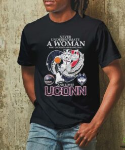 Never Underestimate A Nurse Who Understands Basketball And Loves Uconn Huskies Mascot Diamond Heart T shirts