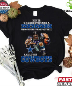 Never Underestimate A Who Understands Football And Loves Cowboys Shirt featuring a bold design celebrating both football knowledge and love for the Dallas Cowboys.