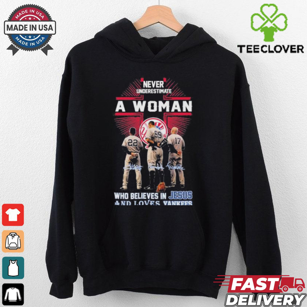 Never Underestimate A Woman Who Believe In Jesus And Loves Yankees Aaron Boone, Aaron Judge And Harrison Bader Shirt Never Underestimate A Woman Who Believe In Jesus And Loves Yankees Aaron Boone, Aaron Judge And Harrison Bader Shirt