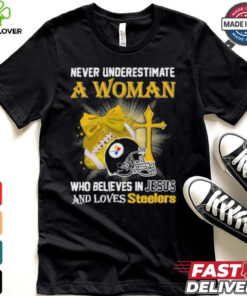 Never Underestimate A Woman Who Believes In Jesus And Loves Steelers Sports Shirt 1 Never Underestimate A Woman Who Believes In Jesus And Loves Steelers Sports Shirt