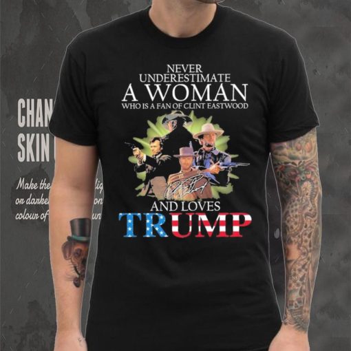 Never Underestimate A Woman Who Is A Fan Of Clint Eastwood And Loves Trump Signature Shirt