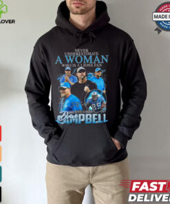 Never Underestimate A Woman Who Is A Lions Fan And Loves Ampbell Shirt