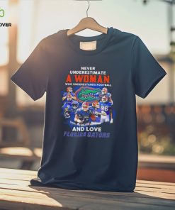 Never Underestimate A Woman Who Underestimate Football And Love Florida Gators Signatures Shirt