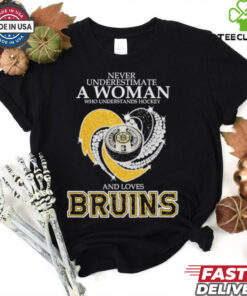 Never Underestimate A Woman Who Understand Hockey And Loves Boston Bruins X Heart Diamond Shirt