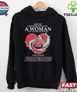 Never Underestimate A Woman Who Understand Hockey And Loves Carolina Hurricanes X Heart Diamond Shirt