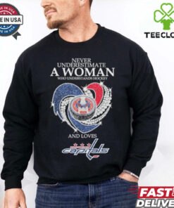 Never Underestimate A Woman Who Understand Hockey And Loves Washington Capitals X Heart Diamond Shirt