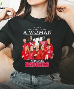 Never Underestimate A Woman Who Understand Volleyball And Loves Wisconsin Badgers 2023 Shirt