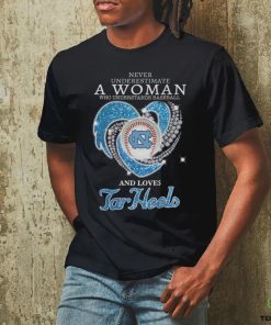 Never Underestimate A Woman Who Understands Baseball And Loves North Carolina Tar Heels T Shirt
