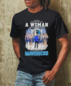 Never Underestimate A Woman Who Understands Basketball And Loves Dallas Mavericks 2024 Western Conference Finals Signatures Shirt