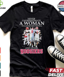 Never Underestimate A Woman Who Understands Football And Love Indiana Hoosiers Signatures Shirt 2 Never Underestimate A Woman Who Understands Football And Love Indiana Hoosiers Signatures Shirt