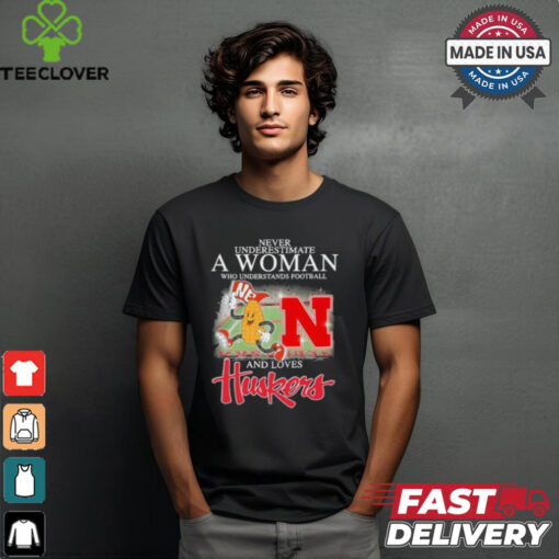 Never Underestimate A Woman Who Understands Football And Love Nebraska Huskers Mascot Shirt