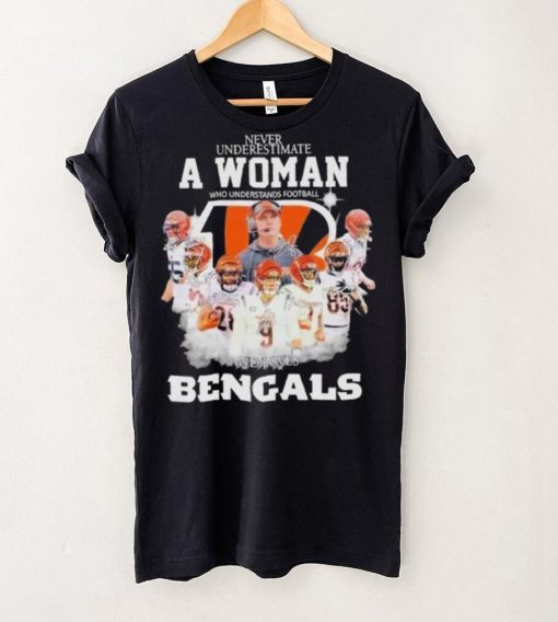 Never Underestimate A Woman Who Understands Football And Loves Cincinnati Bengals Signatures hoodie, sweater, longsleeve, shirt v-neck, t-shirt