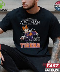 Never Underestimate A Woman Who Understands Football And Loves Clemson Tigers x Minnie Mouse T Shirt