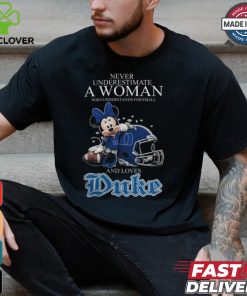 Never Underestimate A Woman Who Understands Football And Loves Duke Blue Devils x Minnie Mouse T Shirt