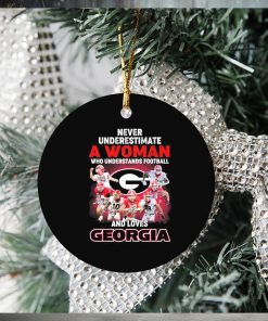 Never Underestimate A Woman Who Understands Football And Loves Georgia College Football Signatures Ornament Christmas