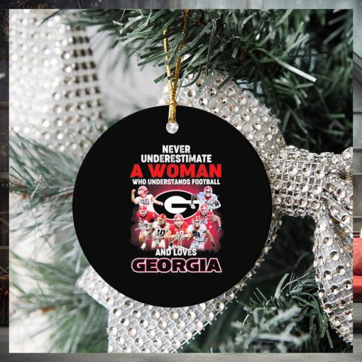 Never Underestimate A Woman Who Understands Football And Loves Georgia College Football Signatures Ornament Christmas