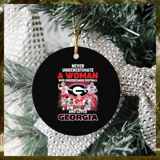 Never Underestimate A Woman Who Understands Football And Loves Georgia College Football Signatures Ornament Christmas