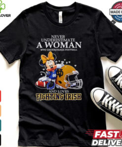 Never Underestimate A Woman Who Understands Football And Loves Notre Dame Fighting Irish x Mickey Mouse shirt