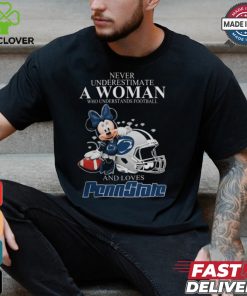 Never Underestimate A Woman Who Understands Football And Loves Penn State Nittany Lions x Minnie Mouse T Shirt