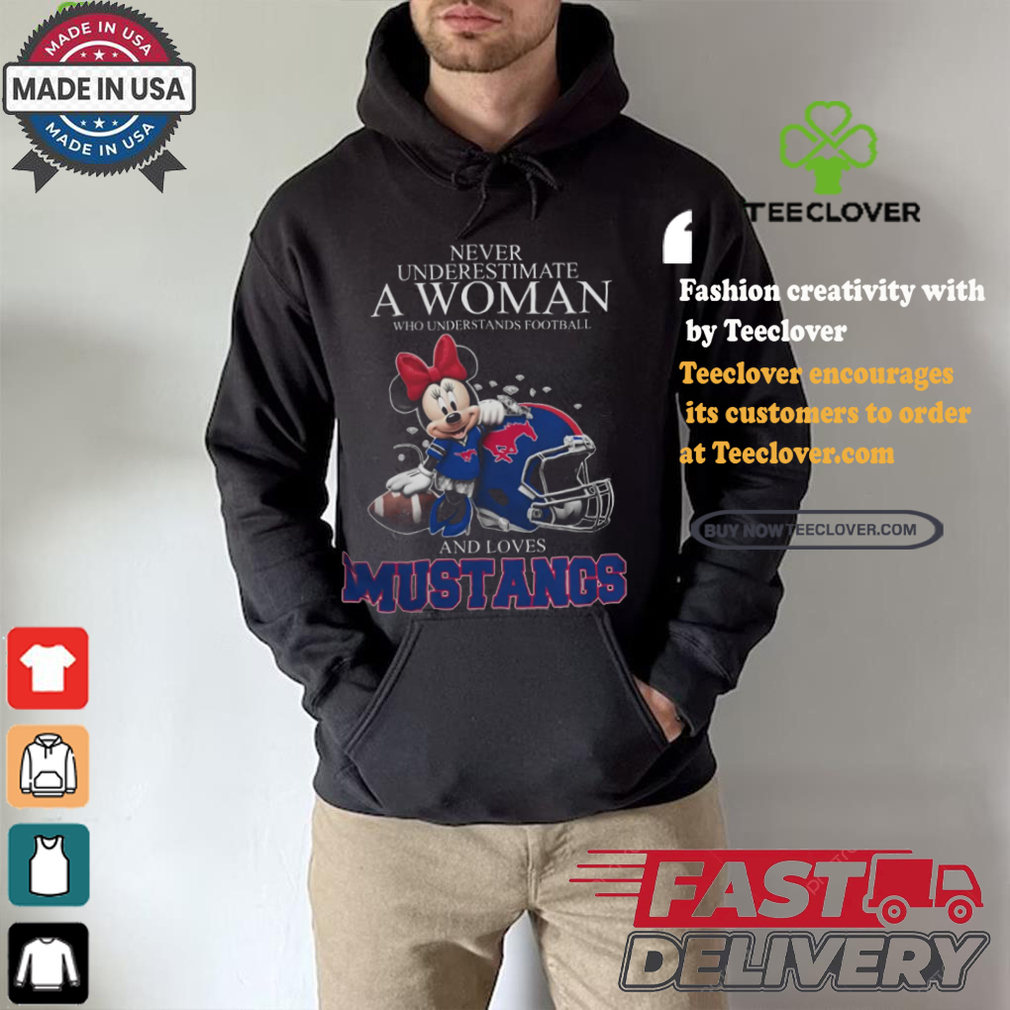 Never Underestimate A Woman Who Understands Football And Loves SMU Mustangs x Minnie Mouse T Shirt Never Underestimate A Woman Who Understands Football And Loves SMU Mustangs x Minnie Mouse T Shirt