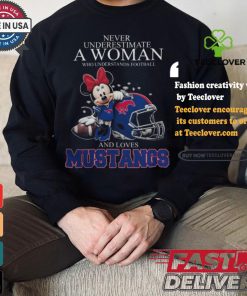 Never Underestimate A Woman Who Understands Football And Loves SMU Mustangs x Minnie Mouse T Shirt 1 Never Underestimate A Woman Who Understands Football And Loves SMU Mustangs x Minnie Mouse T Shirt
