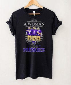 Never Underestimate A Woman Who Understands Football And Loves Washington Huskies Rome Odunze Michael Penix Jr And Dillon Johnson Signatures T Shirt
