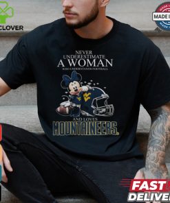 Never Underestimate A Woman Who Understands Football And Loves West Virginia Mountaineers x Minnie Mouse T Shirt