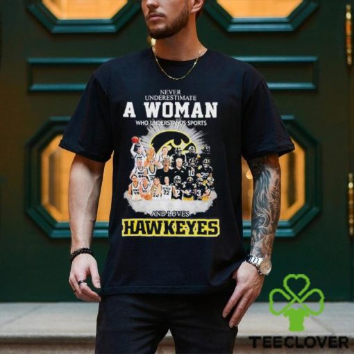 Never Underestimate A Women Who Undersatnds Sports And Loves Hawkeyes Shirt