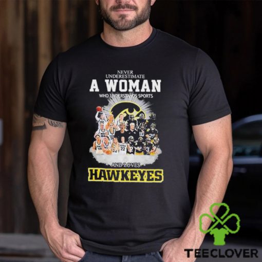 Never Underestimate A Women Who Undersatnds Sports And Loves Hawkeyes Shirt