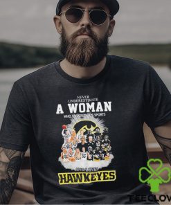 Never Underestimate A Women Who Undersatnds Sports And Loves Hawkeyes Shirt