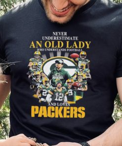 Never Underestimate An Old Lady Who Understands Football And Loves Green Bay Packers Signatures Shirt