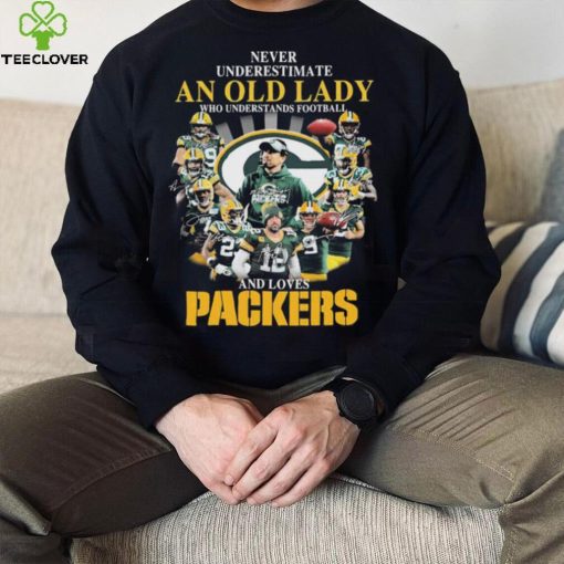 Never Underestimate An Old Lady Who Understands Football And Loves Green Bay Packers Signatures Shirt