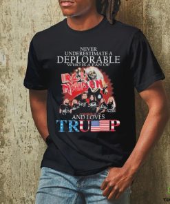 Never Underestimate a Deplorable who is a fan of Iron Maiden and loves Trump Signatures Shirt