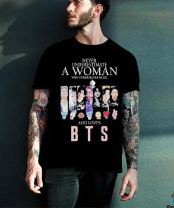 Never Underestimate a Woman who understands Music and loves BTS 2023 Signatures shirt