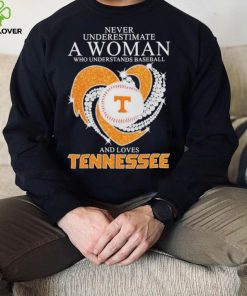 Never Underestimate a woman who understands baseball and loves Tennessee Vols 2024 National Champions heart diamond shirt