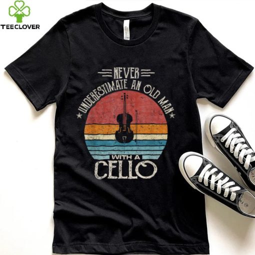 Never Undrestimate An Old Man With A Cello Retro Sunset T Shirt