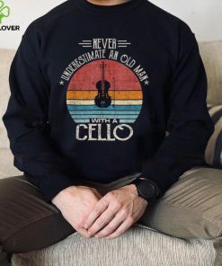 Never Undrestimate An Old Man With A Cello Retro Sunset T Shirt