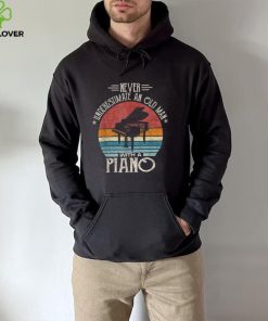 Never Undrestimate An Old Man With A Piano Retro Sunset T Shirt