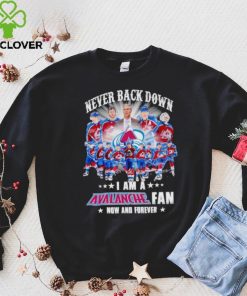 Never back down I am a Avalanche fan now and forever hoodie, sweater, longsleeve, shirt v-neck, t-shirt