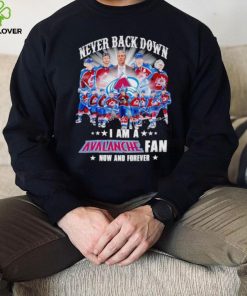 Never back down I am a Avalanche fan now and forever hoodie, sweater, longsleeve, shirt v-neck, t-shirt