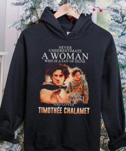 Never underestimate a woman who is a fan of dune and love Timothee Chalamet hoodie, sweater, longsleeve, shirt v-neck, t-shirt