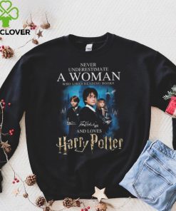 Never underestimate a woman who likes reading books and loves Harry Potter signatures shirt 2 Never underestimate a woman who likes reading books and loves Harry Potter signatures shirt