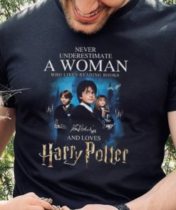 Never underestimate a woman who likes reading books and loves Harry Potter signatures shirt 4 Never underestimate a woman who likes reading books and loves Harry Potter signatures shirt