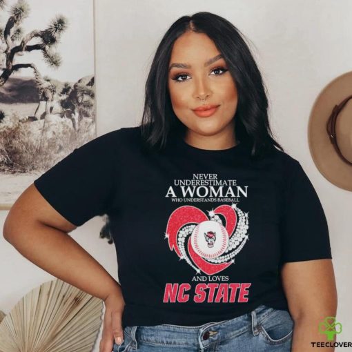 Never underestimate a woman who understand baseball and love NC State Wolfpack diamond 2024 Shirt