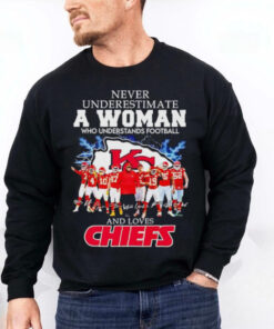 Never underestimate a woman who understand football and loves Kansas City Chiefs football hoodie, sweater, longsleeve, shirt v-neck, t-shirt